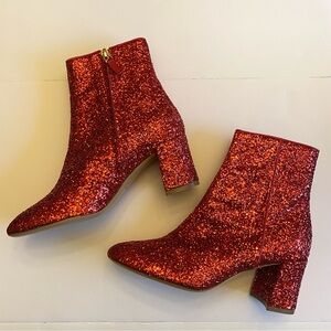 Mansur Gavriel Red Glitter Ankle Boots 35